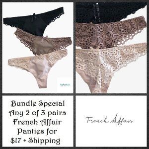 Lace Crochet Thong with Bow Detail Set of 3